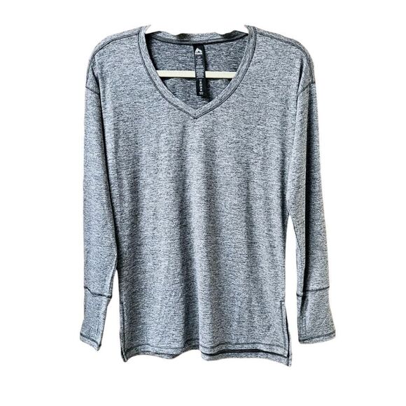 RBX LIVE LIFE ACTIVE Women's New LongSleeve V-Neck Gray Workout Top. - Picture 1 of 12